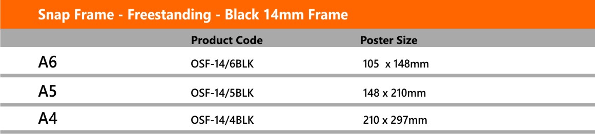 Freestanding Snapframe Black Frame